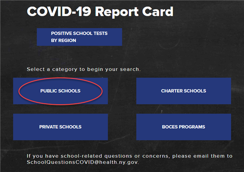 report card screen with public schools button circled